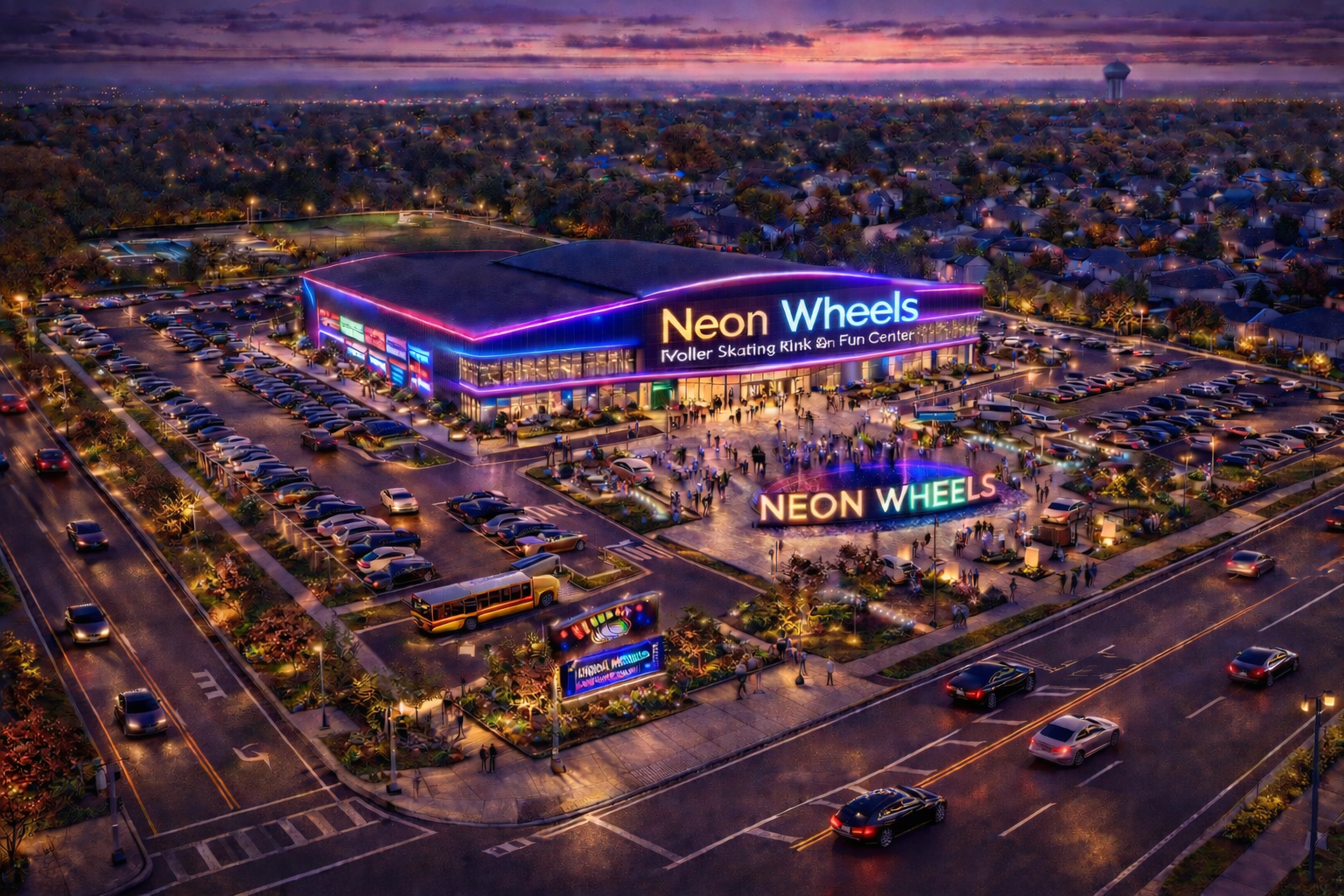 Neon Wheels building rendering