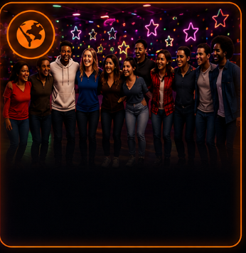 A large group photo of community members at Neon Wheels