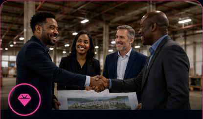 Two business partners shaking hands at the facility